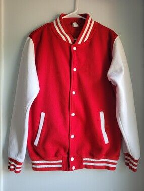 Awdis (all We Do Is) Red and White Varsity Jacket Size L